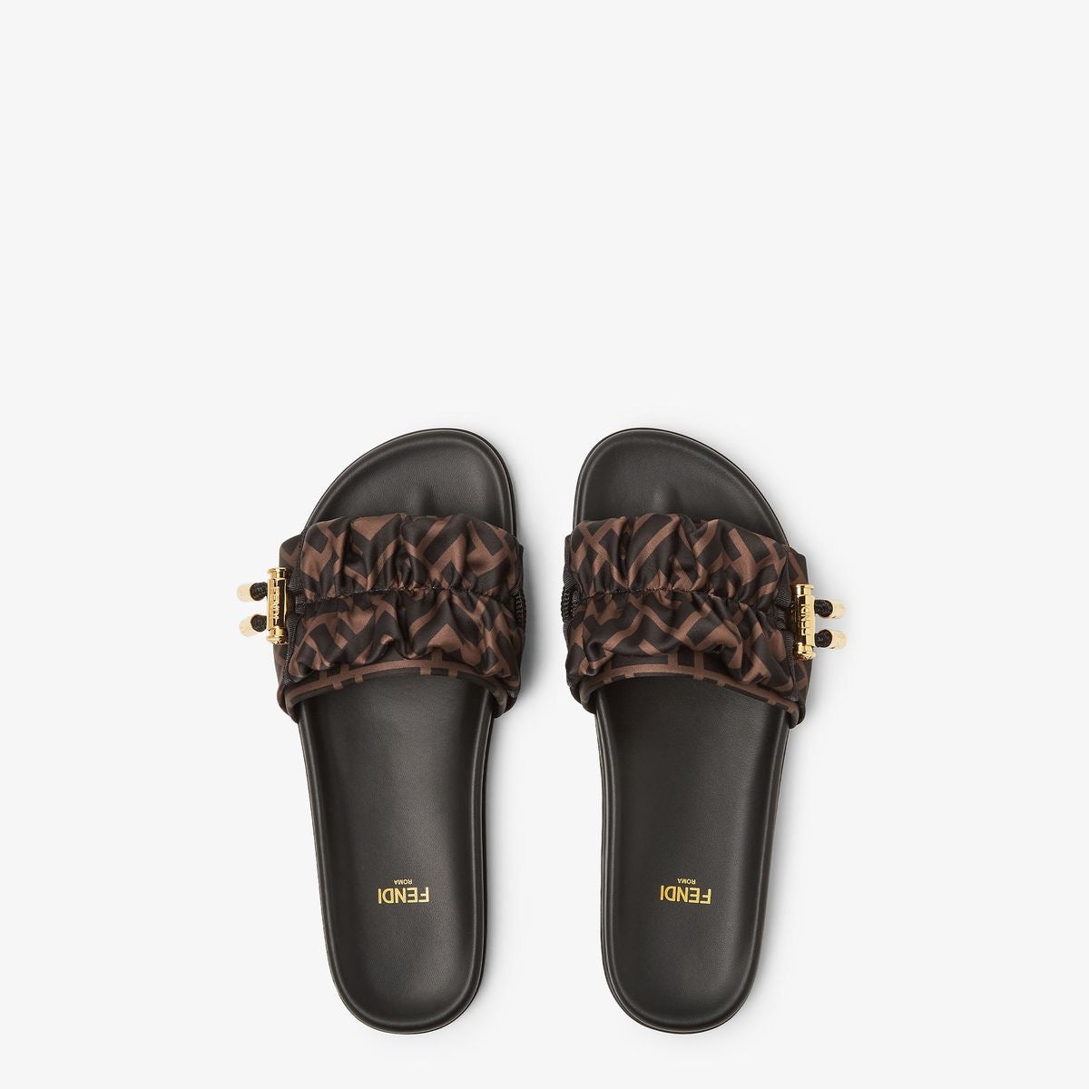 BROWN SATIN SANDALS