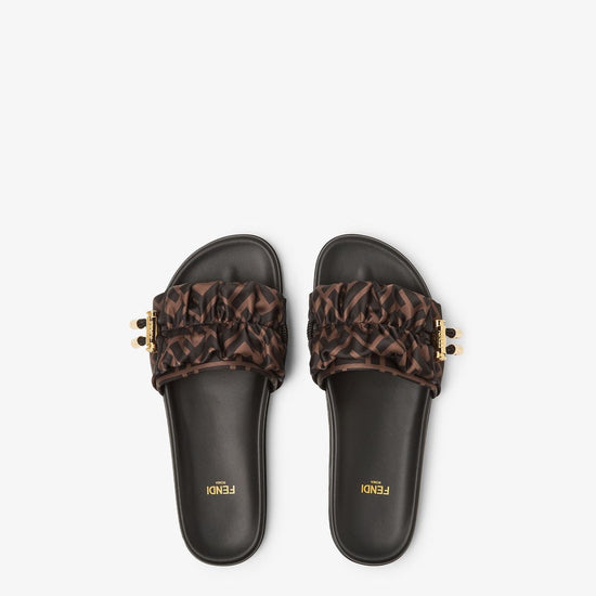 BROWN SATIN SANDALS