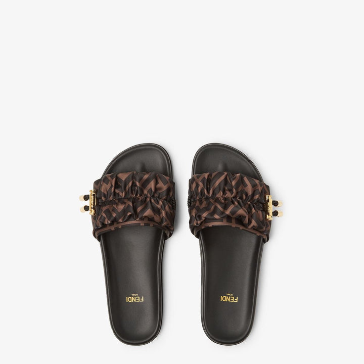 BROWN SATIN SANDALS