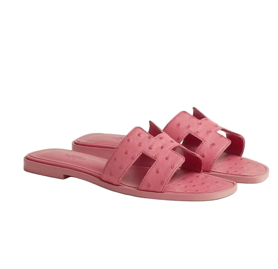HÈR PINK OSTRICH SANDALES