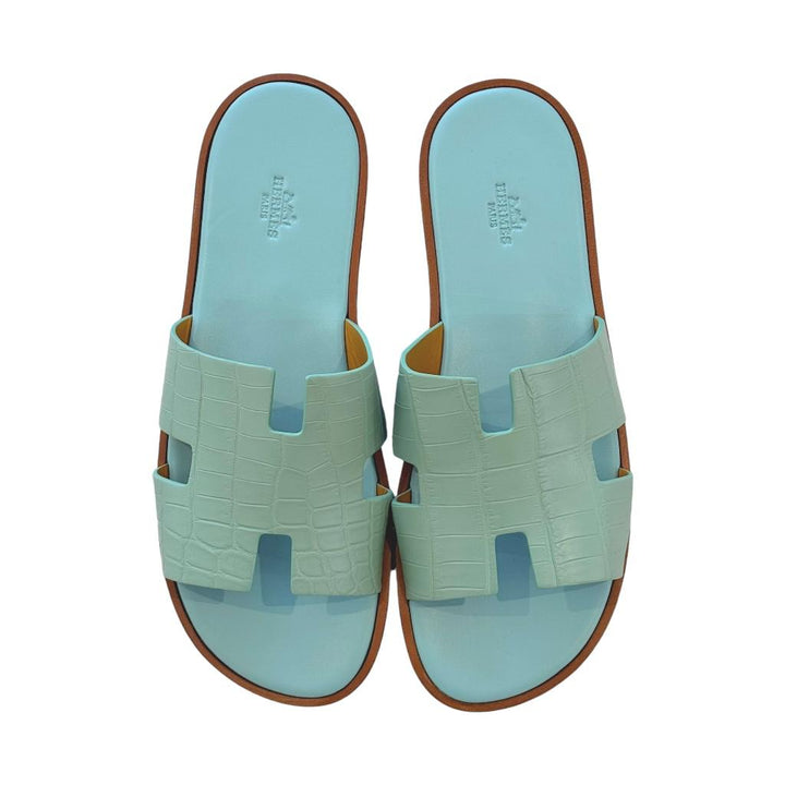 HER TIFFANY CROCO SANDALES