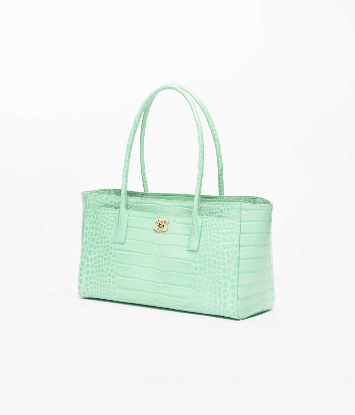 MINT CROCO SHOPPING BAG