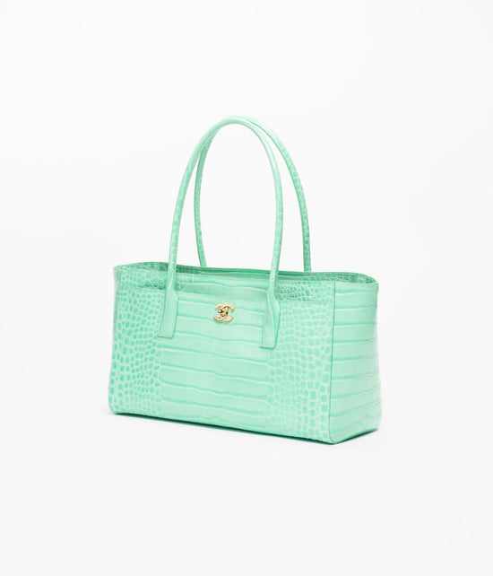 MINT CROCO SHOPPING BAG