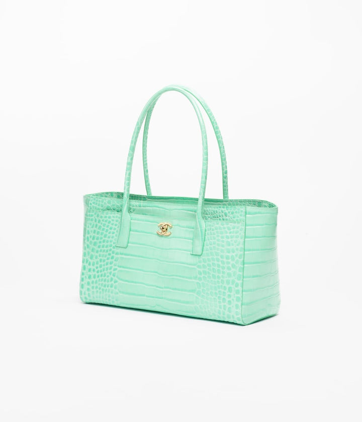 MINT CROCO SHOPPING BAG