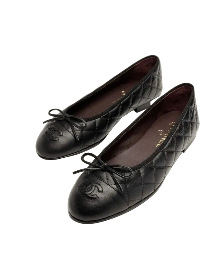 NEL BLACK LEATHER BALLERINA’S